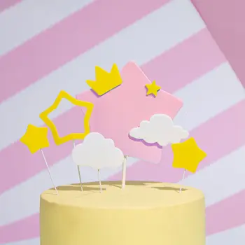 Eva Топпер для торта Корона Звезда С Днем Рождения Облака Гавайский Кубок Топперы для торта Свадьба Детский душ Детская вечеринка Декор для выпечки своими руками